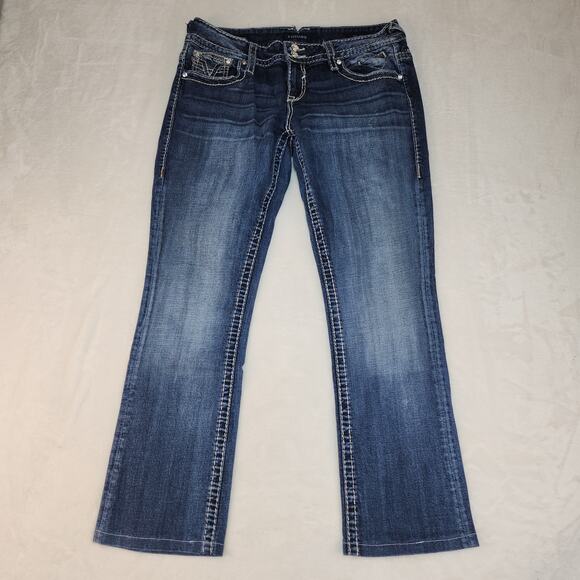 Vintage Y2k Vigoss Jeans 11/12 32 Low Rise Slim Boot Gold Sequins Sparkly - Picture 3 of 15